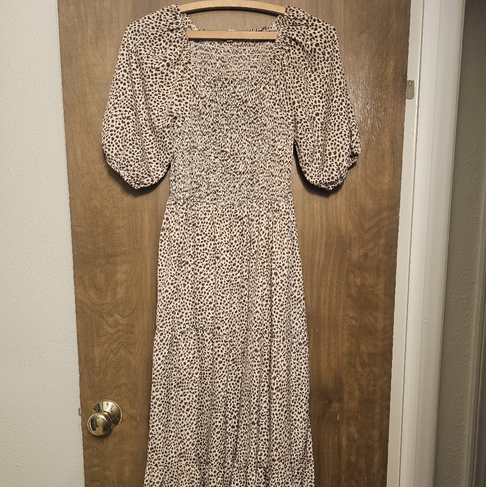 Smocked Leapord Print Dress